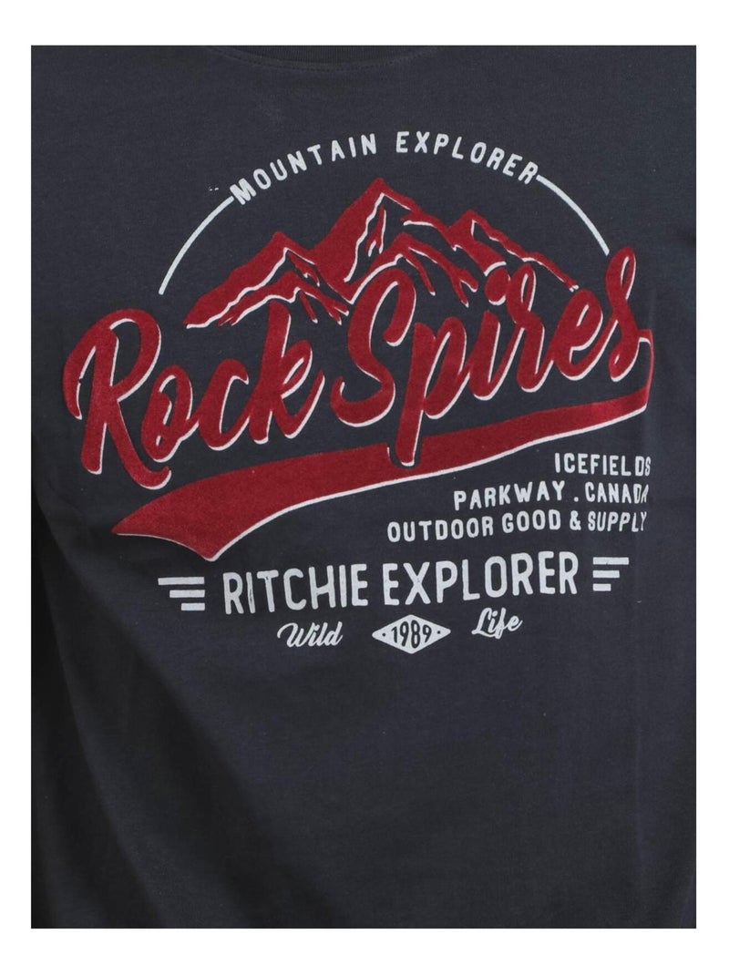 T-shirt maniche lunghe girocollo puro cotone JUPITOLI Blu marino - Kiabi