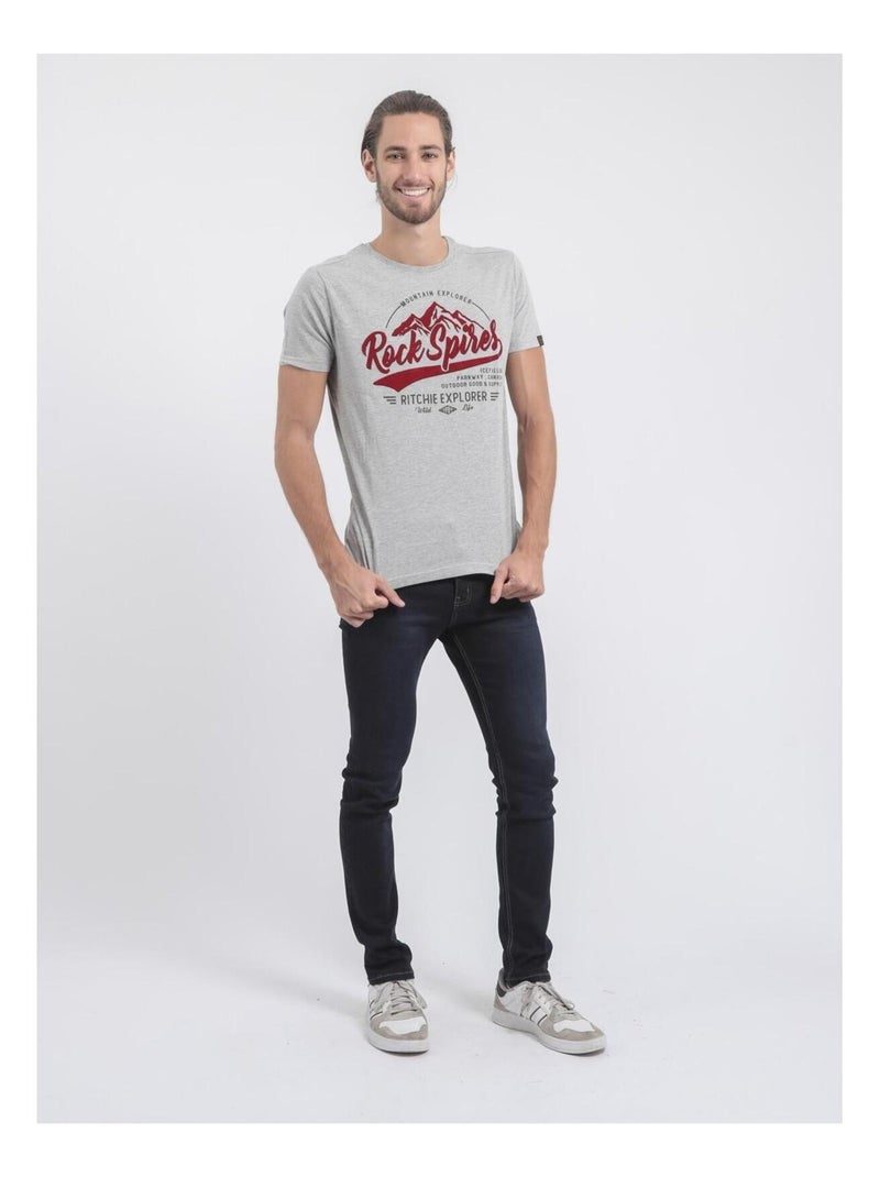 T-shirt maniche lunghe girocollo puro cotone JUPITOLI Grigio - Kiabi