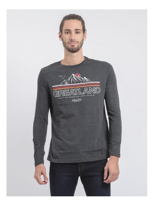 T-shirt maniche lunghe girocollo puro cotone riciclato JORIMUX - Kiabi