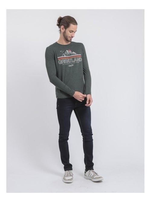 T-shirt maniche lunghe girocollo puro cotone riciclato JORIMUX - Kiabi