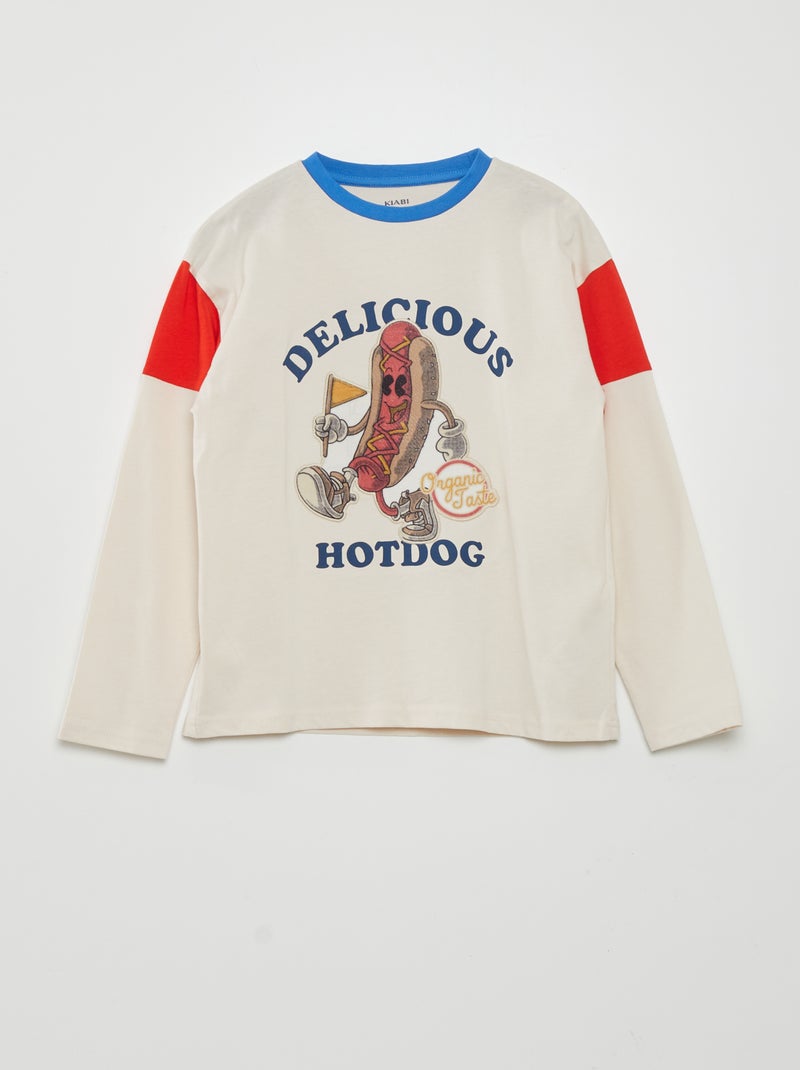 T-shirt maniche lunghe 'Hotdog' BIANCO - Kiabi