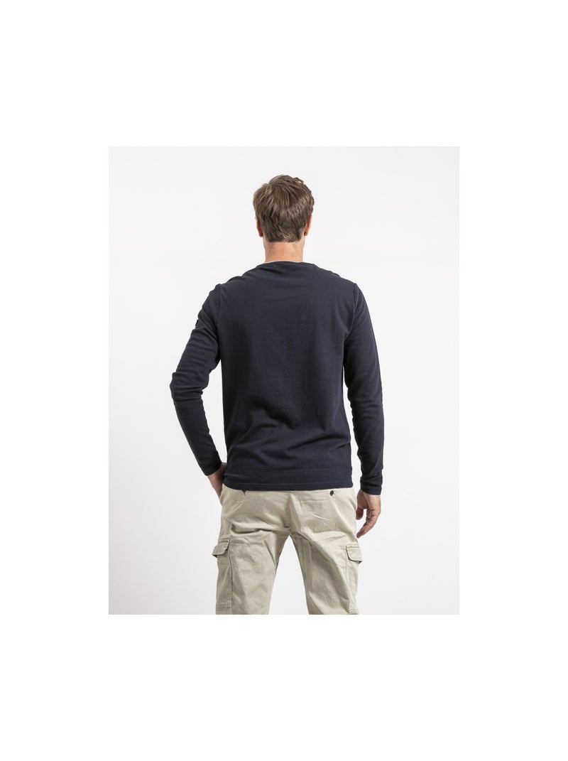 T-shirt maniche lunghe puro cotone JINICOLE Blu marino - Kiabi