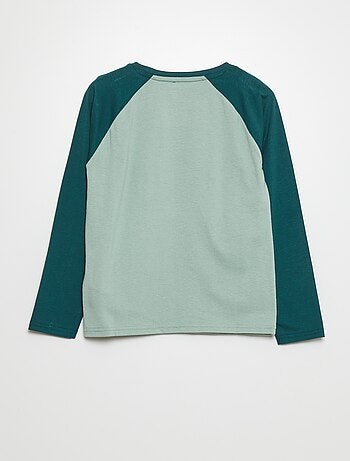 T-shirt A Maniche Lunghe Blu Scuro Modello Di Modello Anteriore E - Foto 4