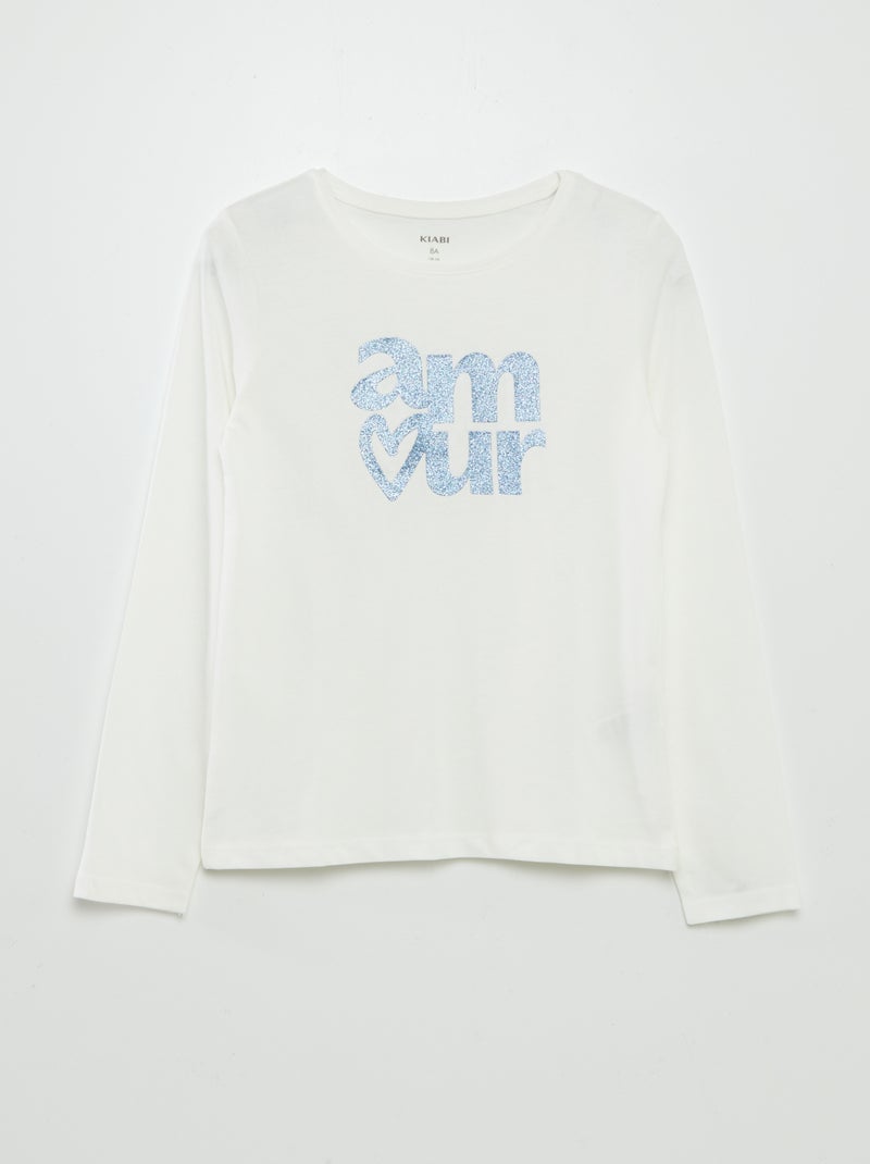 T-shirt maniche lunghe stampata BIANCO - Kiabi