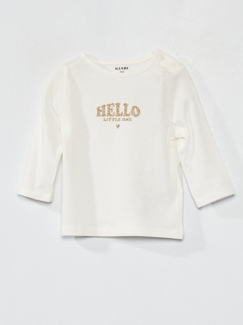 T-shirt maniche lunghe stampata Bianco - Kiabi