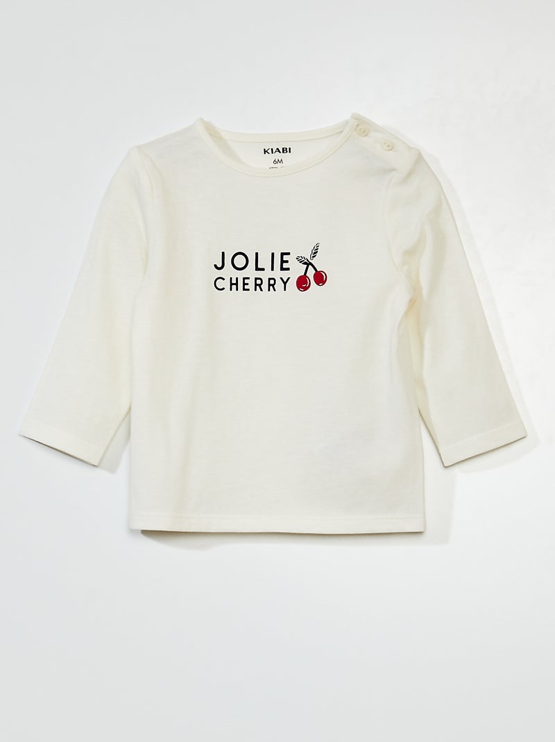 T-shirt maniche lunghe stampata Bianco - Kiabi