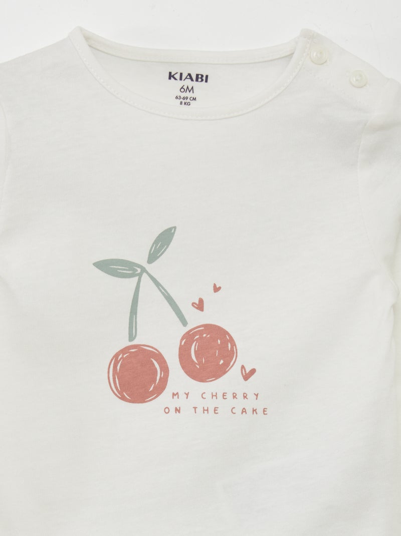 T-shirt maniche lunghe stampata BIANCO - Kiabi