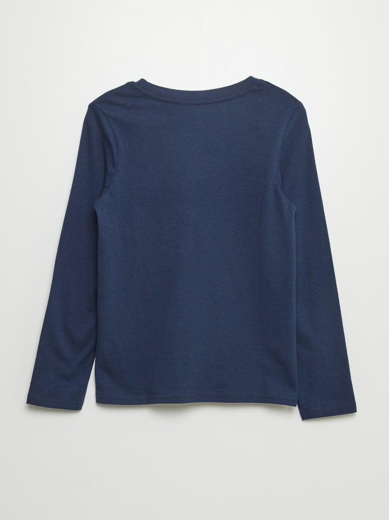 T-shirt maniche lunghe stampata BLU - Kiabi
