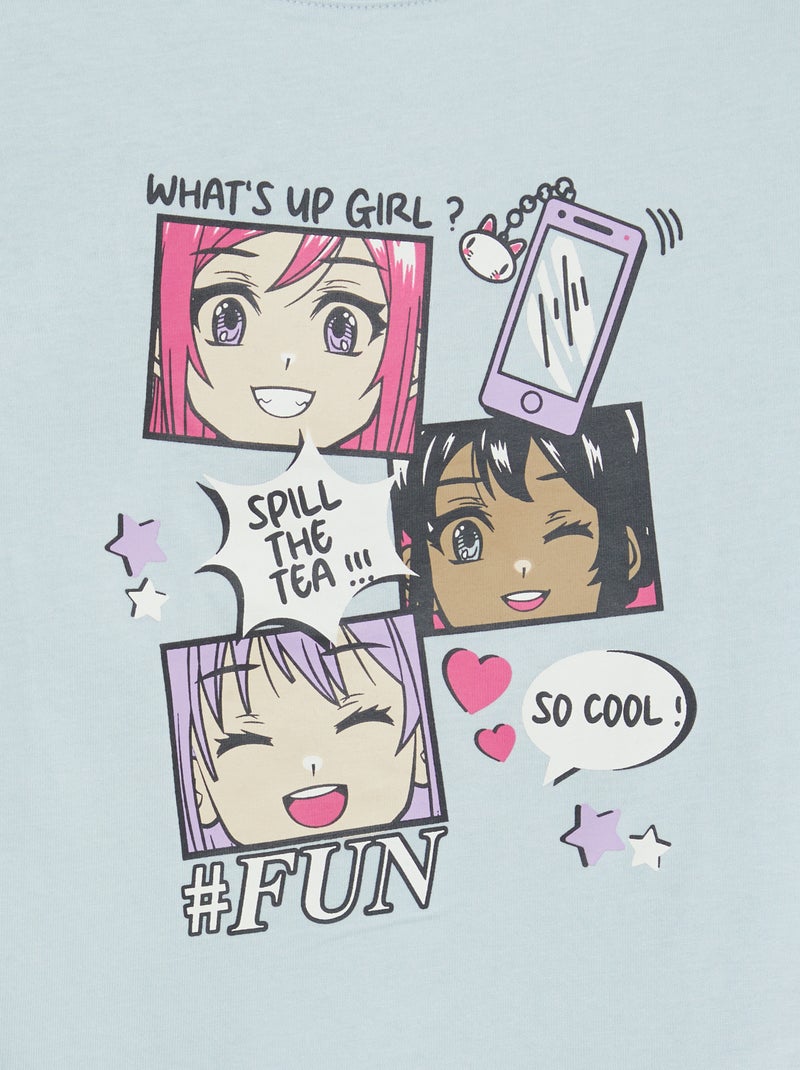 T-shirt maniche lunghe stampata BLU - Kiabi