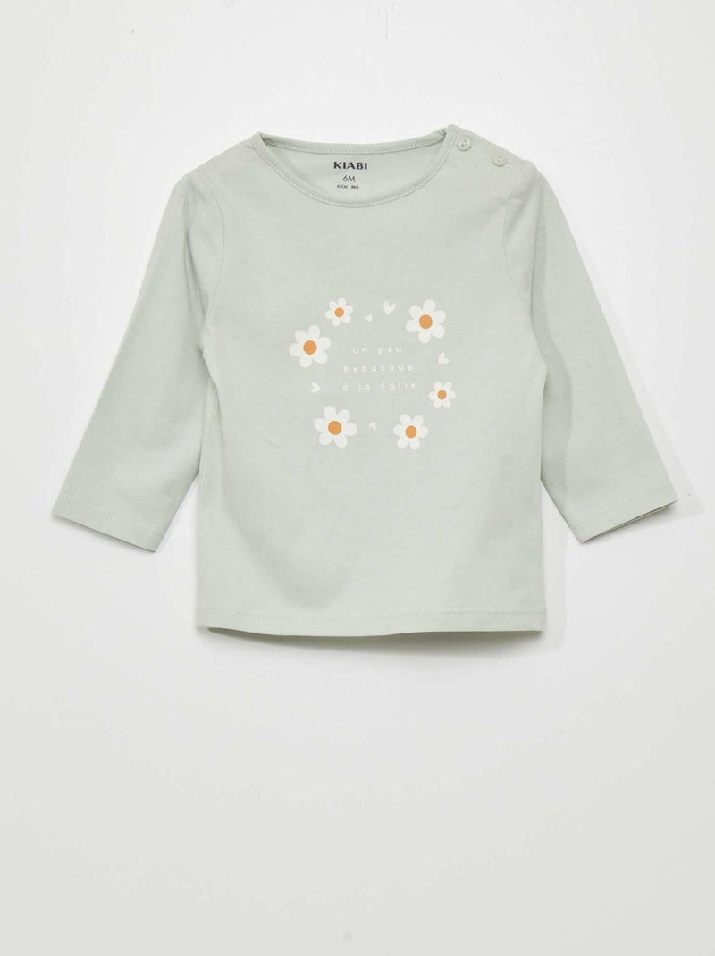 T-shirt maniche lunghe stampata BLU - Kiabi