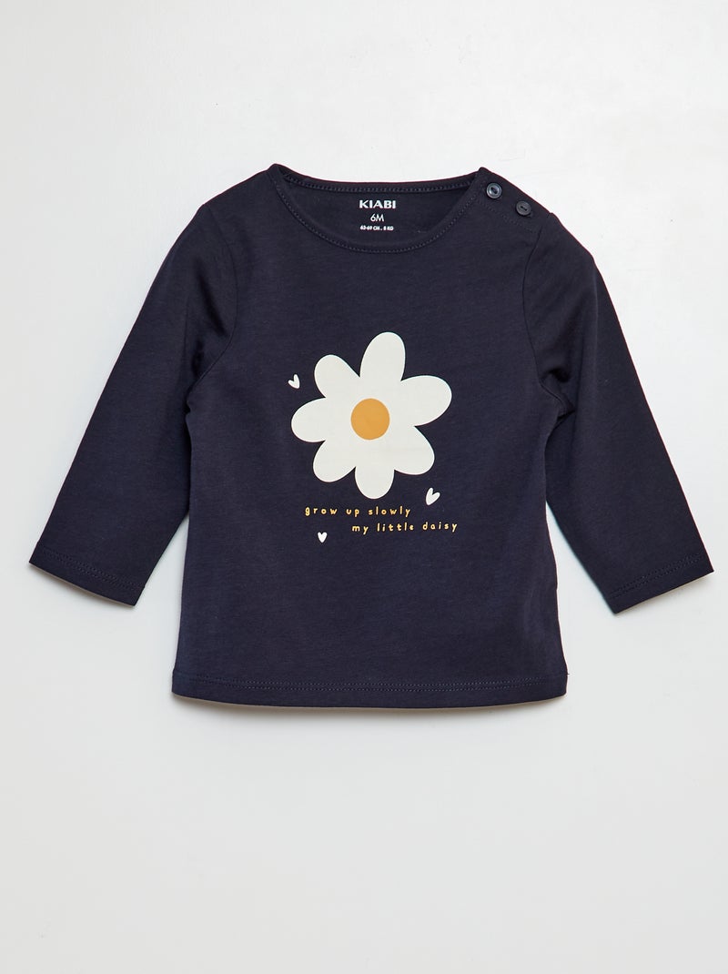 T-shirt maniche lunghe stampata BLU - Kiabi