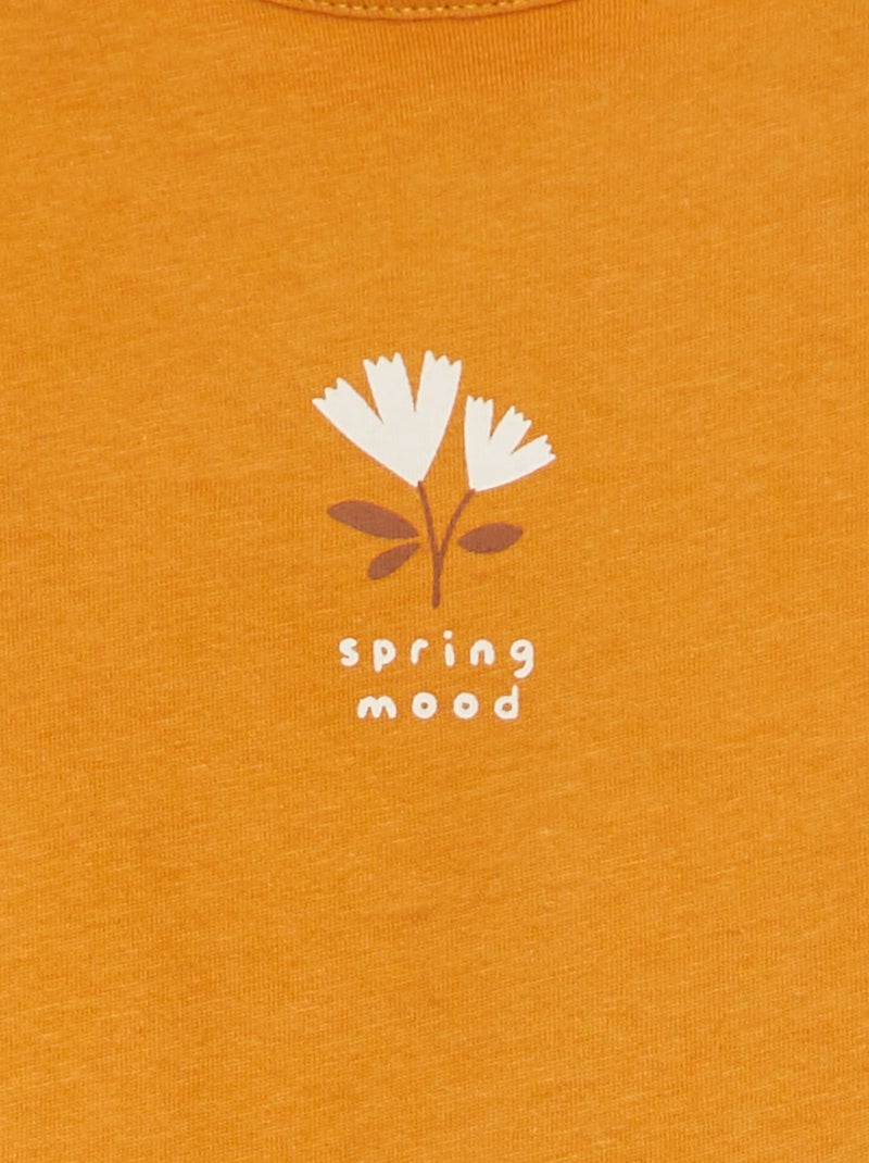 T-shirt maniche lunghe stampata GIALLO - Kiabi