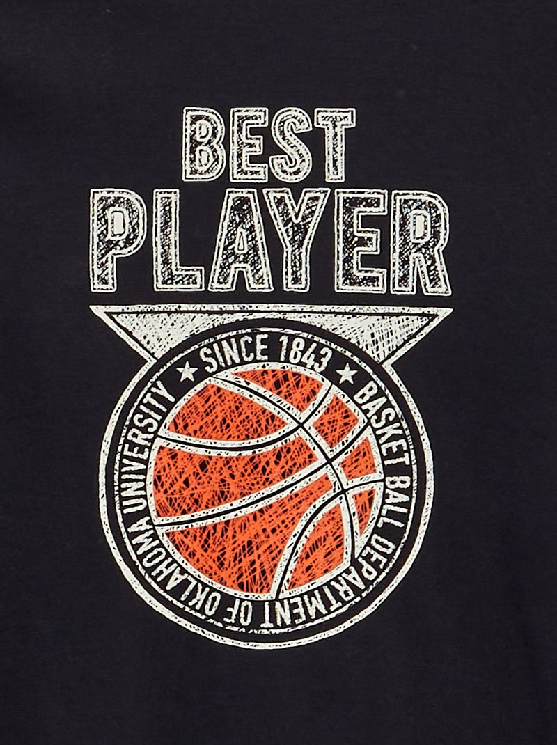 T-shirt maniche lunghe stampata NERO - Kiabi