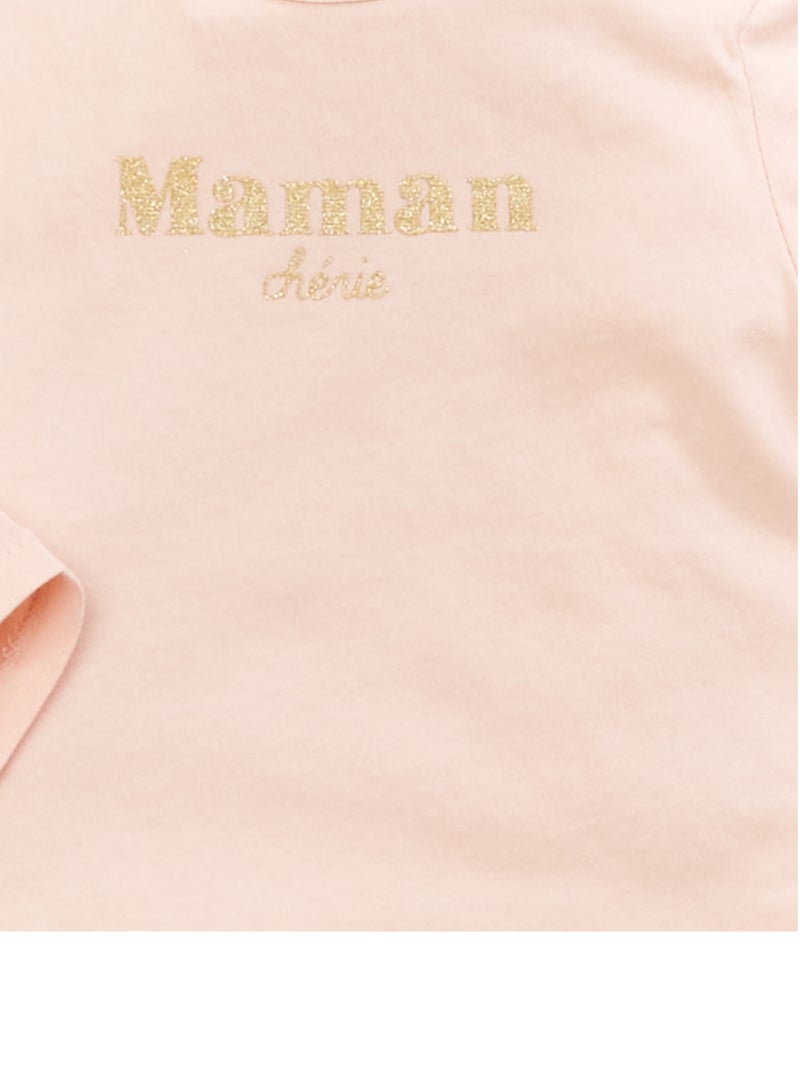 T-shirt maniche lunghe stampata Rosa - Kiabi