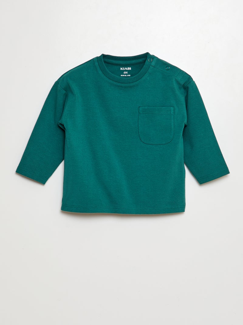 T-shirt maniche lunghe stampata VERDE - Kiabi