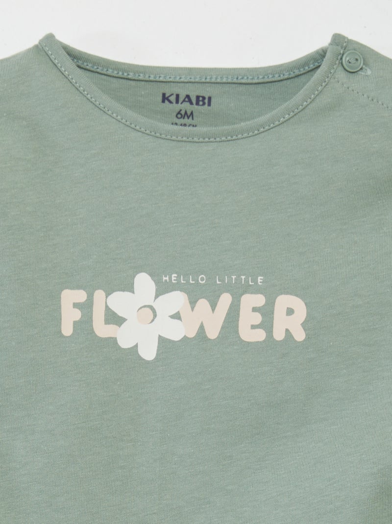 T-shirt maniche lunghe stampata VERDE - Kiabi