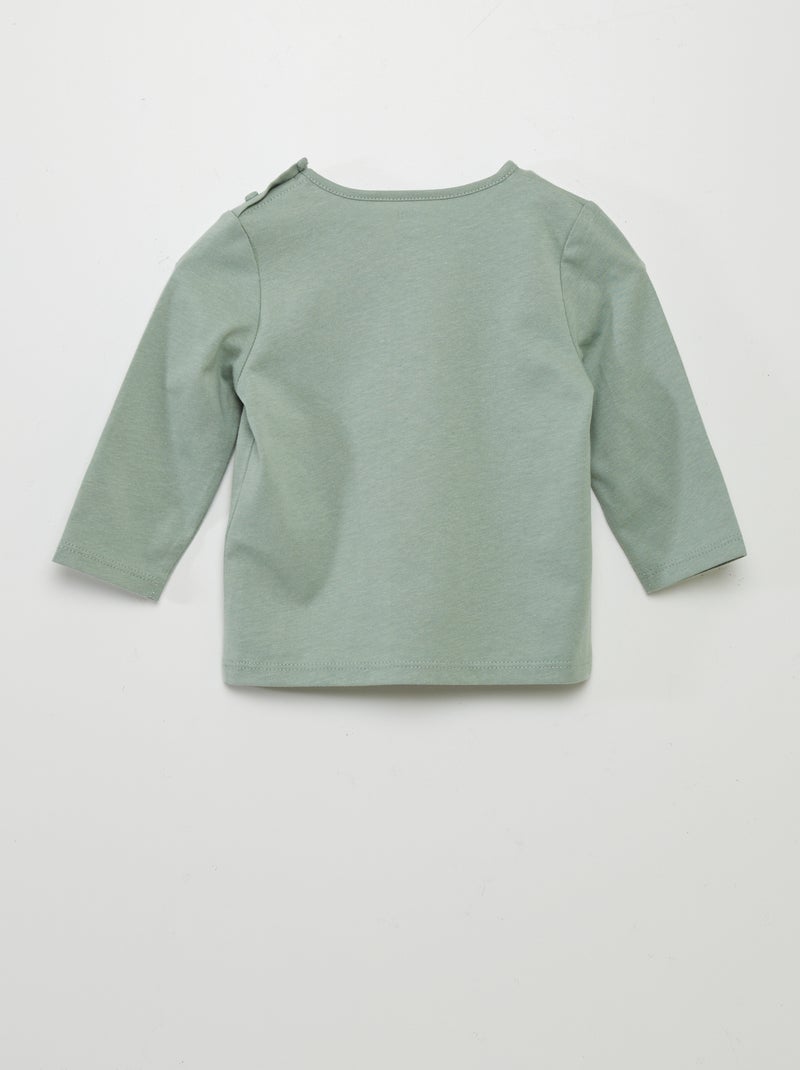 T-shirt maniche lunghe stampata VERDE - Kiabi