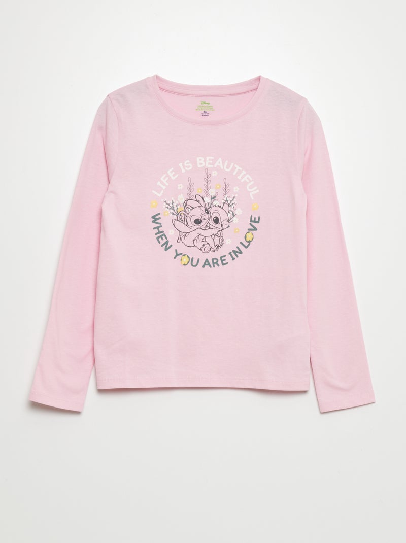 T-shirt maniche lunghe 'Stitch' ''Disney'' ROSA - Kiabi