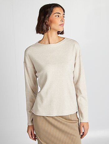 T-shirt maniche lunghe t-shirt in maglia soffice - maglia doudou