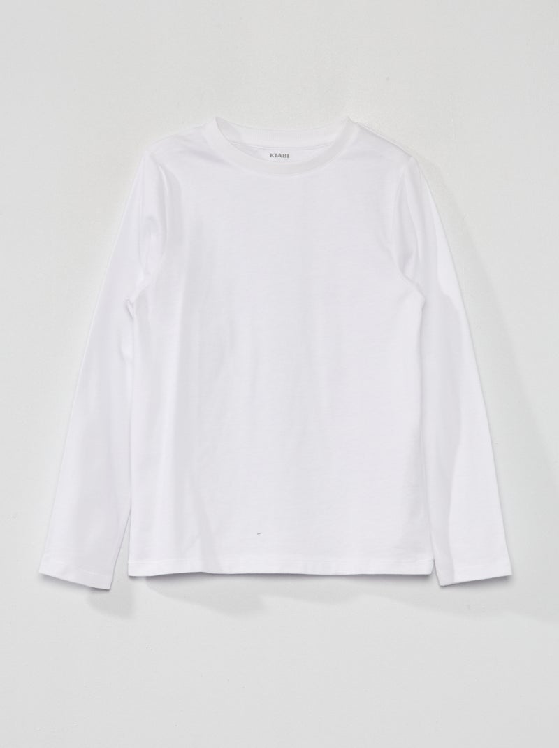 T-shirt maniche lunghe tinta unita bianco - Kiabi