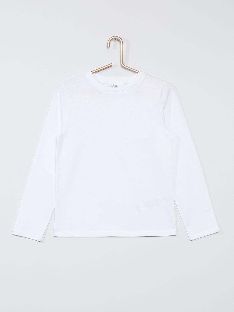 T-shirt maniche lunghe tinta unita Bianco - Kiabi