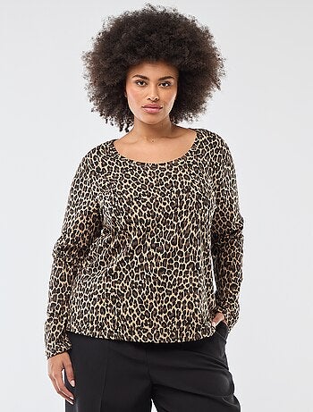 T-shirt maniche lunghe tinta unita in jersey