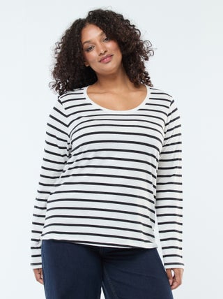 T-shirt maniche lunghe tinta unita in jersey