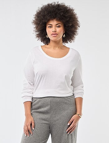 T-shirt maniche lunghe tinta unita in jersey