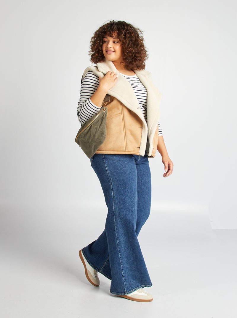 T-shirt maniche lunghe tinta unita in jersey BIANCO - Kiabi