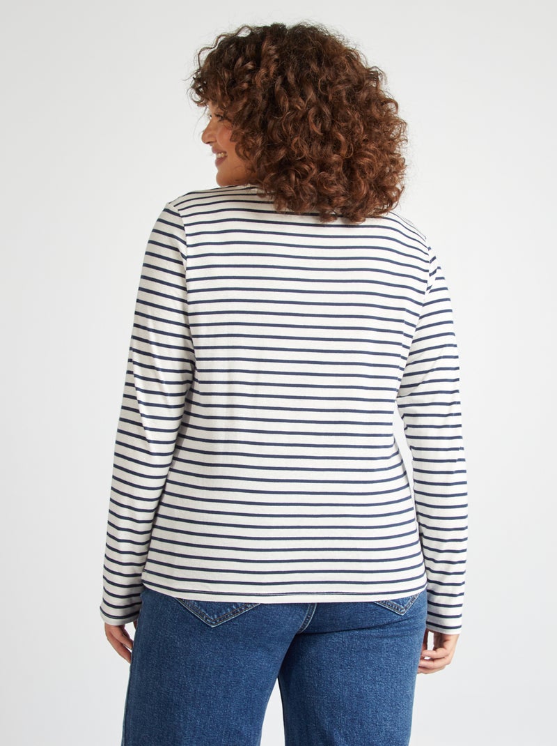 T-shirt maniche lunghe tinta unita in jersey BIANCO - Kiabi