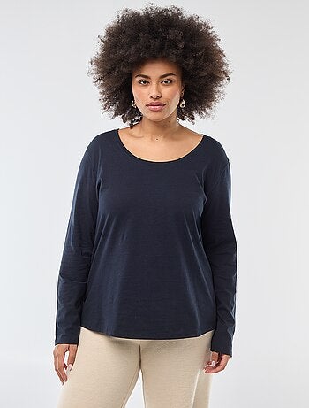 T-shirt maniche lunghe tinta unita in jersey