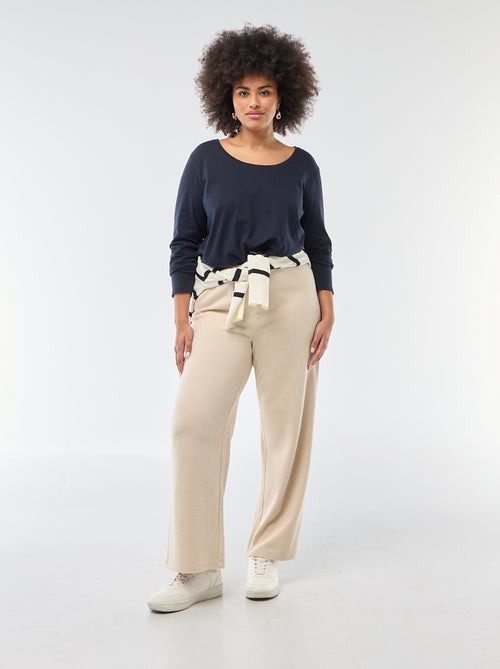 T-shirt maniche lunghe tinta unita in jersey - Kiabi