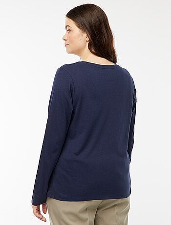 T-shirt maniche lunghe tinta unita in jersey