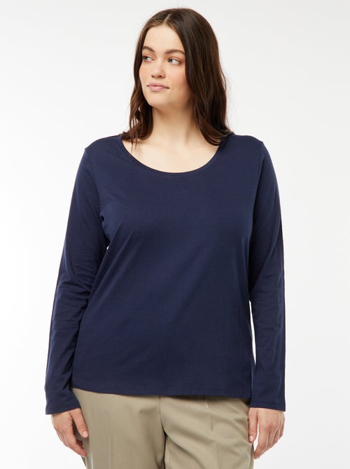 T-shirt maniche lunghe tinta unita in jersey - Kiabi