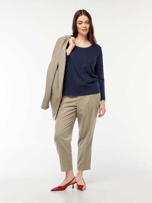 T-shirt maniche lunghe tinta unita in jersey - Kiabi