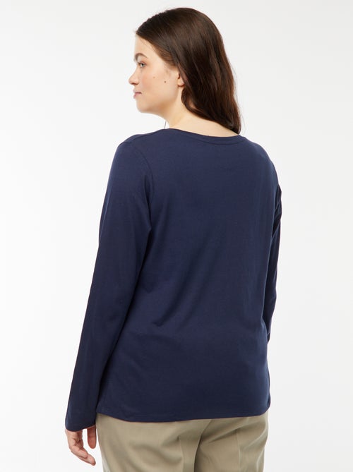 T-shirt maniche lunghe tinta unita in jersey - Kiabi