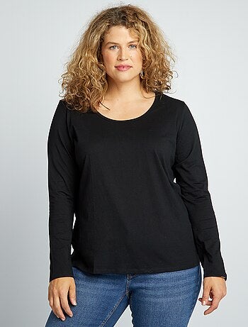 T-shirt maniche lunghe tinta unita in jersey