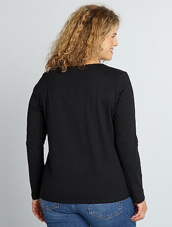 T-shirt maniche lunghe tinta unita in jersey