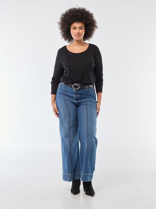 T-shirt maniche lunghe tinta unita in jersey - Kiabi