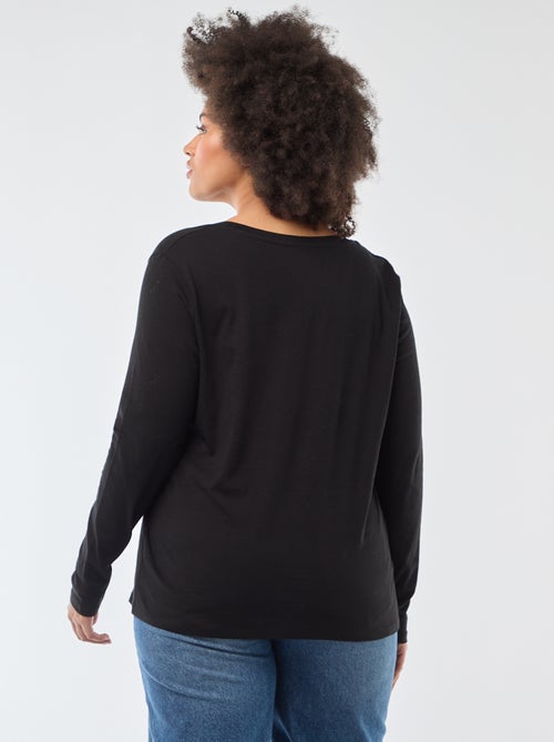 T-shirt maniche lunghe tinta unita in jersey - Kiabi