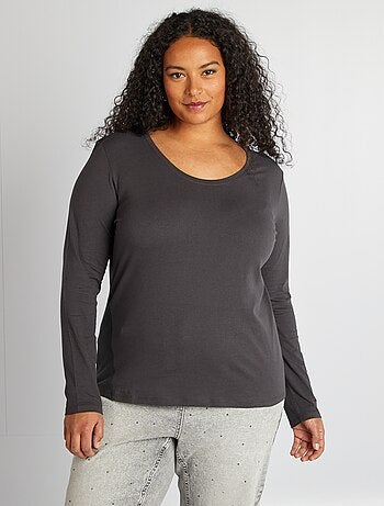 T-shirt maniche lunghe tinta unita in jersey