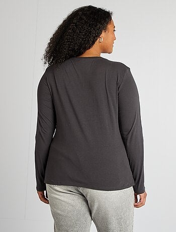 T-shirt maniche lunghe tinta unita in jersey