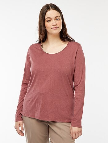 T-shirt maniche lunghe tinta unita in jersey