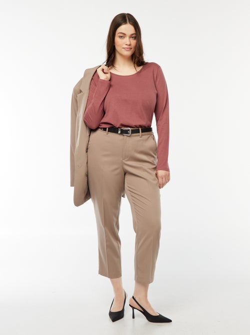 T-shirt maniche lunghe tinta unita in jersey - Kiabi