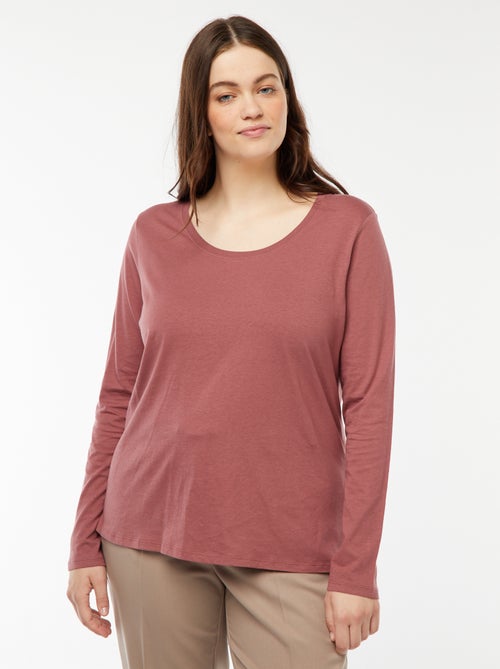 T-shirt maniche lunghe tinta unita in jersey - Kiabi