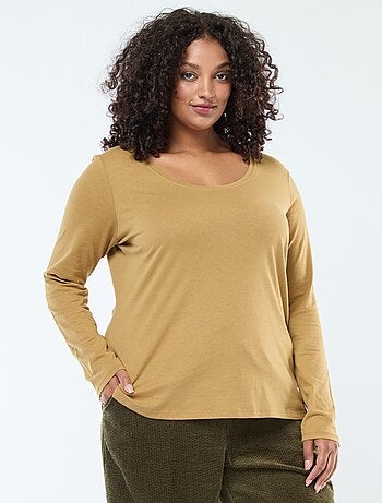 T-shirt maniche lunghe tinta unita in jersey