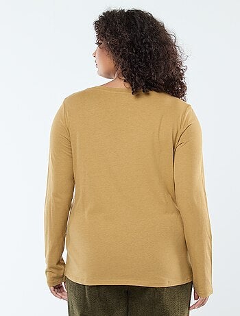 T-shirt maniche lunghe tinta unita in jersey