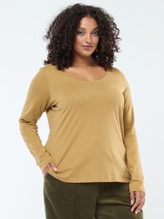 T-shirt maniche lunghe tinta unita in jersey