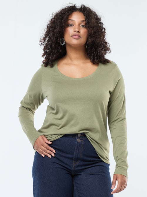 T-shirt maniche lunghe tinta unita in jersey - Kiabi