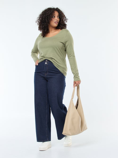 T-shirt maniche lunghe tinta unita in jersey - Kiabi